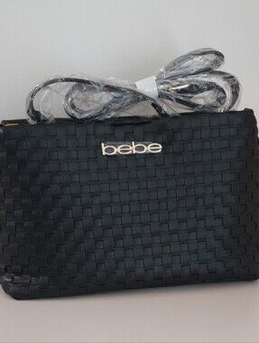 Bebe Black Woven Crossbody/Handbag Purse NWT